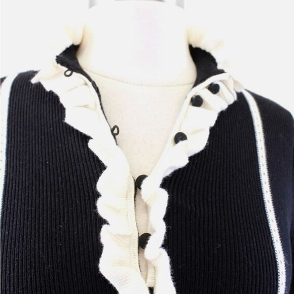 CABI Adorn Pullover Black Sweater with White Accents - Picture 7 of 15